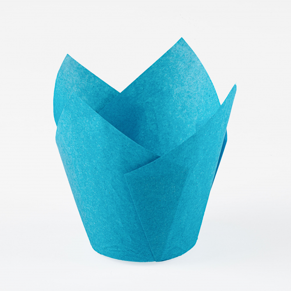 Бумажная форма для выпечки  Форма бумажная Тюльпан голубой 50*80 мм. 