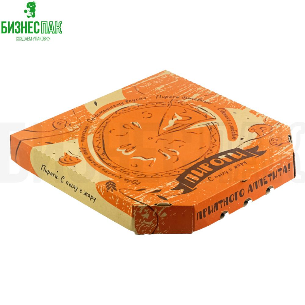 коробка для пиццы, пирога Коробка под пироги "С пылу с жару" 33*33*4 см бурая ORANGE