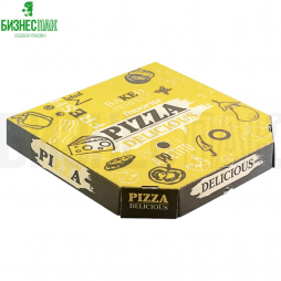 Коробка для пиццы 31*31*4,5 см бурая с рисунком «Очень вкусная" YELLOW