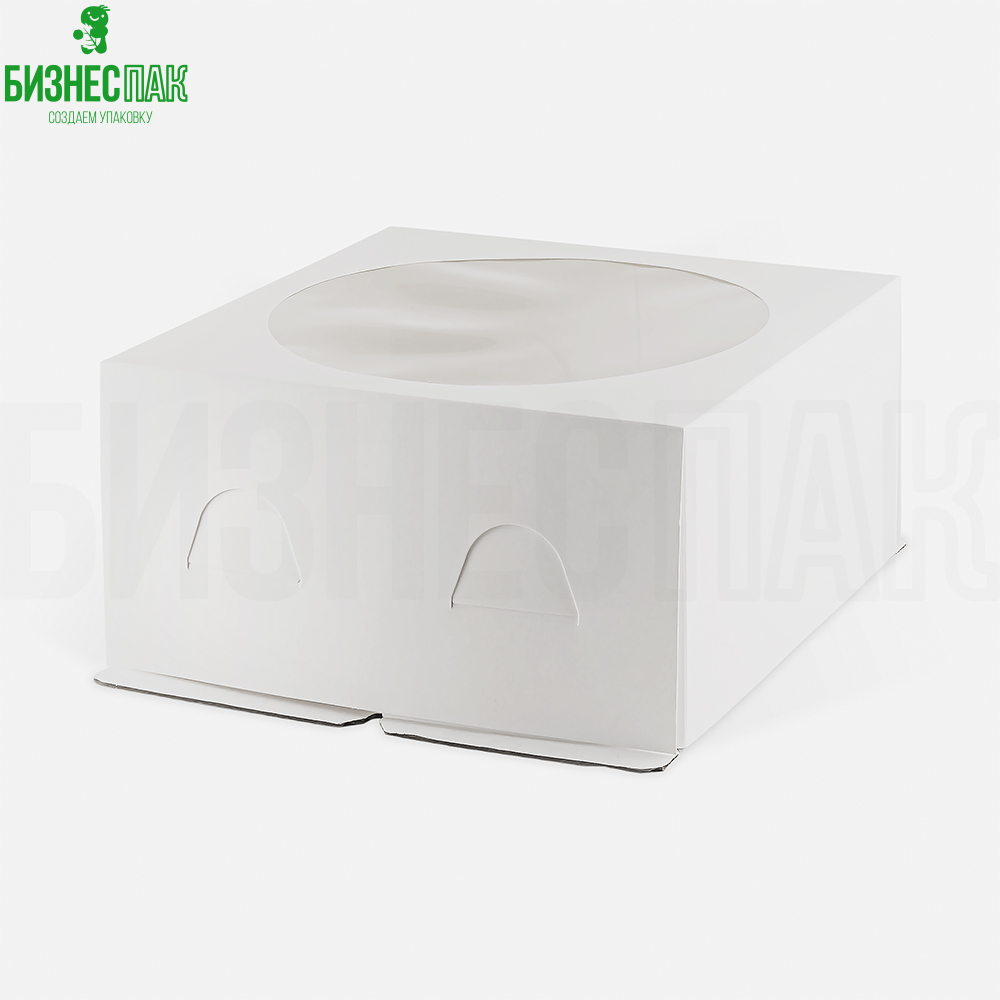 Коробка для торта, подложки кондитерские Коробка для торта 240*240*120 мм с окном белая