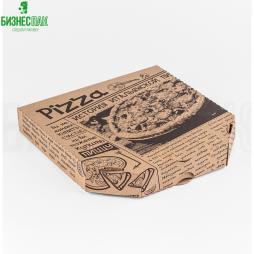 Коробка для пиццы 26*26*4 см бурая с рисунком "Pizza Italia"