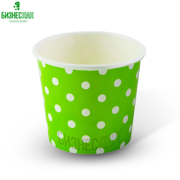 Бумажная чаша и креманка для мороженого Креманка для мороженого 135 мл «Горох зеленый»