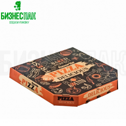 Коробка для пиццы 30*30*3,5 см бурая с рисунком "Очень вкусная" ORANGE