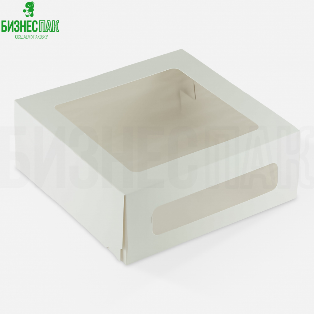 Коробка для торта, подложки кондитерские Коробка для торта белая 240*240*100 + 2 окна
