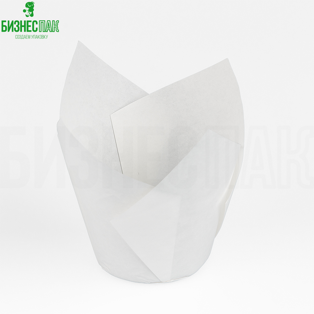 Бумажная форма для выпечки  Форма бумажная Тюльпан белый 50*80 мм.