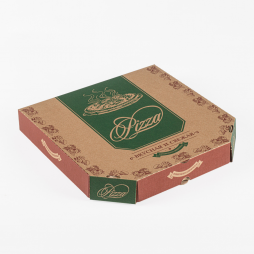 Коробка для пиццы 26*26*4 см бурая с рисунком «Вкусная и свежая»