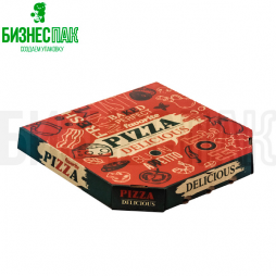 Коробка для пиццы 30*30*3,5 см бурая с рисунком "Очень вкусная" RED