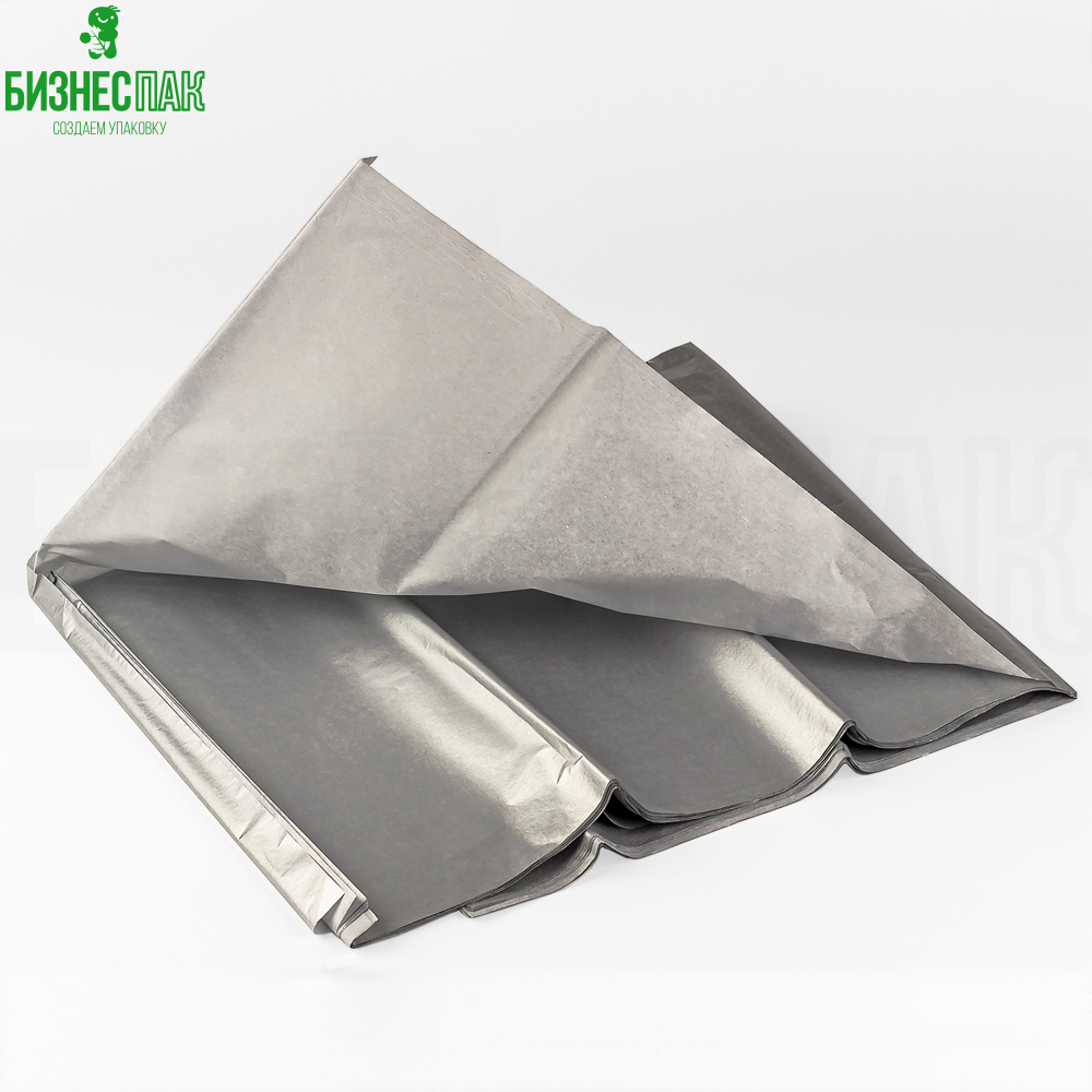 Бумага для выпечки, упаковочная бумага Бумага тишью 66*50 см, серебряная