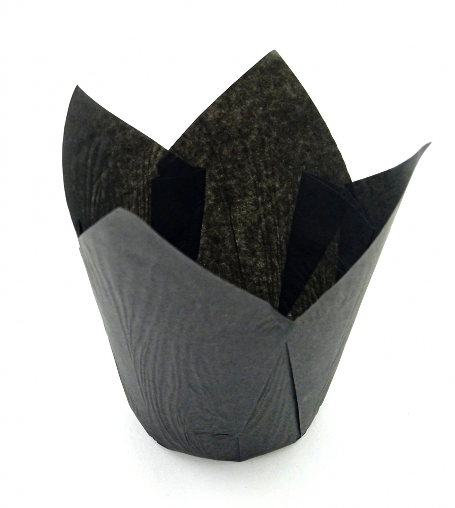Бумажная форма для выпечки  Форма бумажная Тюльпан черный 50*80 мм.