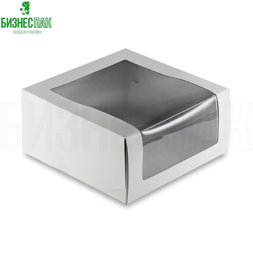 Коробка для торта, подложки кондитерские Коробка белая для торта 225*225*110 мм + окно