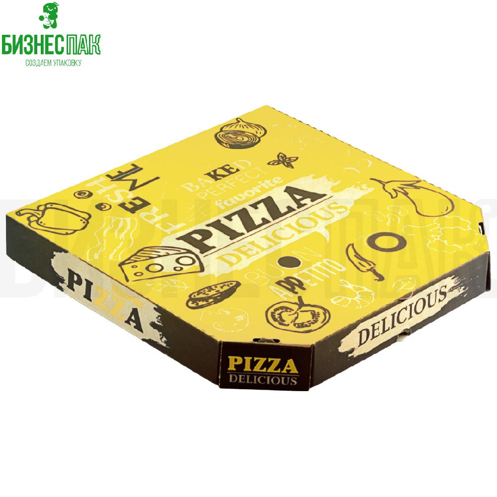 коробка для пиццы, пирога Коробка для пиццы 35*35*4,5 см бурая с рисунком «Очень вкусная" YELLOW