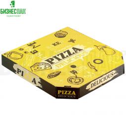Коробка для пиццы 35*35*4,5 см бурая с рисунком «Очень вкусная" YELLOW
