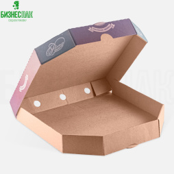 Коробка для пиццы 26*26*4 см бурая с рисунком «Вкусная и свежая»