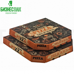 Коробка для пиццы 30*30*3,5 см бурая с рисунком "Очень вкусная" ORANGE