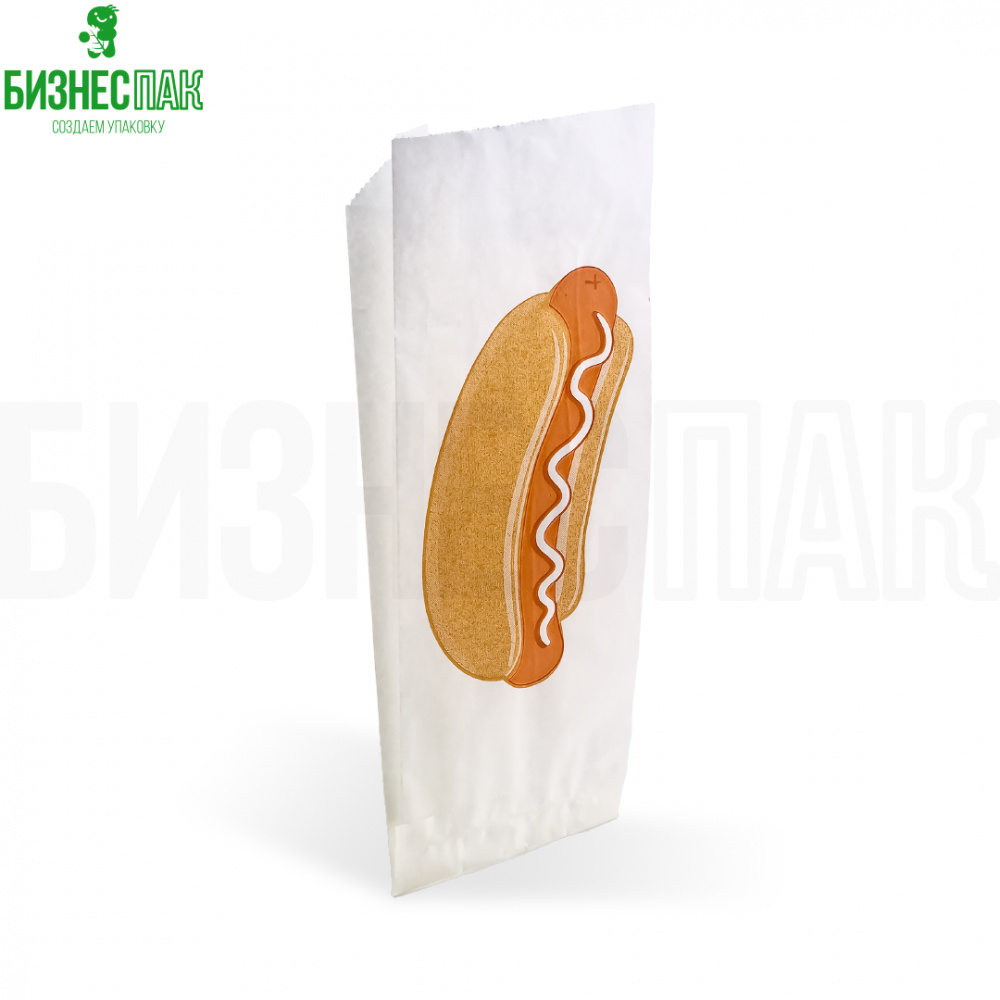 Бумажный  уголок Уголок для хот-дога 80*40*220 мм с рисунком "Хот-дог"