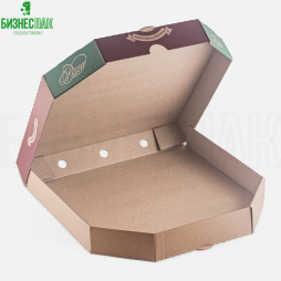 Коробка для пиццы 35*35*4,5 см бурая с рисунком «Вкусная и свежая»