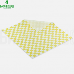 Крафт бумага, оберточная бумага Обертка для гамбургера 300*280 мм, ВПМ, "Желтая клеточка"
