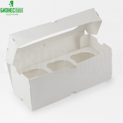 Коробка для капкейка ECO MUF 3 PRO White 100*250*100 мм 