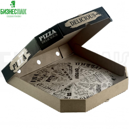 Коробка для пиццы 35*35*4,5 см бурая с рисунком «Очень вкусная" BLACK&WHITE