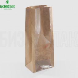 пакет крафт без ручек Пакет крафт 120*80*300 мм, 2 слоя с ламинацией и окном (90 мм)
