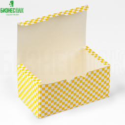 Коробка навынос "Клетка жёлтая" 150*91*70 мм