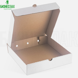 Коробка для пирога 33*33*7 см белая, прямые углы 