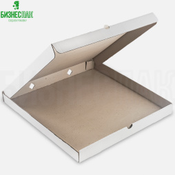 Коробка для пиццы 46*46*4 см белая б/п с прямыми углами