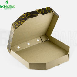 Коробка для пиццы 31*31*4,5 см, основа бурая с рисунком «Pizza time»