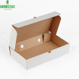 Коробка для хачапури, пирога 160*280*60 мм белая (цельная) из МКГ