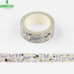  Декоративный скотч "Бабочки фиолетовые" 1,5 м * 10 м