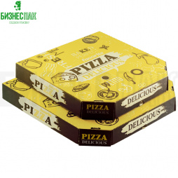 Коробка для пиццы 35*35*4,5 см бурая с рисунком «Очень вкусная" YELLOW