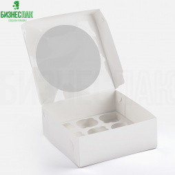 Коробка для капкейка с окном 235*235*90 мм (9 шт.)