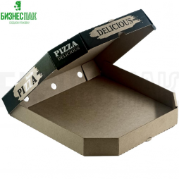 Коробка для пиццы 35*35*4,5 см бурая с рисунком «Очень вкусная" BLACK&WHITE